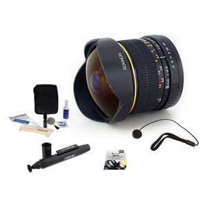  Rokinon 8mm f/3.5 Aspherical Fisheye Lens for Nikon DSLR Cameras - Bundle With New Leaf 3 Year (Drops & Spills) Warranty, Lenspen Lens Cleaner, Lens Cleaning Kit, Capleash II 