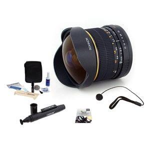  Rokinon 8mm f/3.5 Aspherical Fisheye Lens for Olympus 4/3 Mount - Bundle With New Leaf 3 Year (Drops & Spills) Warranty, Lenspen Lens Cleaner, Lens Cleaning Kit, Capleash II 