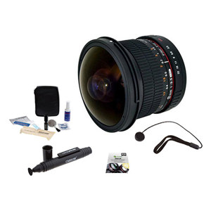  Rokinon 8mm f/3.5 HD Fisheye Lens for Pentax K Mount DSLRs - Bundle With New Leaf 3 Year (Drops & Spills) Warranty, Lenspen Lens Cleaner, Lens Cleaning Kit, Capleash II 