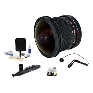 Rokinon 8mm f/3.5 HD Fisheye Lens for Sony Alpha DSLRs - Bundle With New Leaf 3 Year (Drops & Spills) Warranty, Lenspen Lens Cleaner, Lens Cleaning Kit, Capleash II 