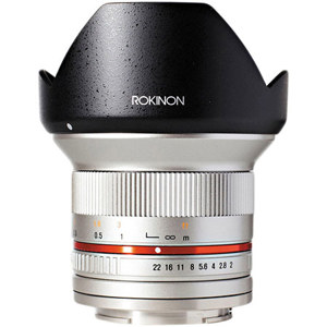  Rokinon 12mm F/2.0 Ultra Wide Angle Lens for Fujifilm X Mount, Silver 