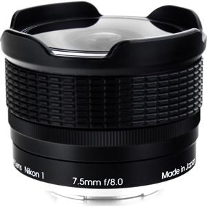  Rokinon 7.5mm F8.0 RMC Fisheye Lens for Nikon 1 Mount, 4 Groups / 4 Elements, 11.81" / 30cm Minimum Focus Distance 