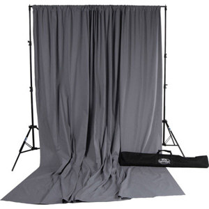  Savage 10x12' Accent Muslin Background Kit, Includes Port-A-Stand & Carrying Case, Gray 
