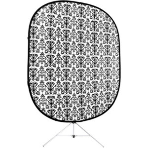  Savage 5x6' Accent Retro Collapsible Background Kit with Stand, Black/White 