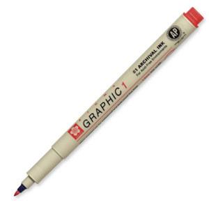Sakura of America Pigma Graphic 1 Pen 1mm - RED: Picture 1 regular