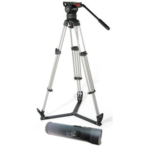  Sachtler DV 12 SB Aluminum Tripod System with DV-12 SB Fluid Head, 1-Stage Tripod, On-ground Spreader and Hard Case, Supports 30.8 lbs 