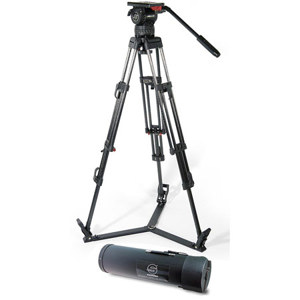  Sachtler DV 12 SB ENG 2 CF Carbon Fiber Tripod System with DV-12 SB Fluid Head, 2-Stage Tripod, On-ground Spreader and Hard Case, Supports 30.8 lbs 