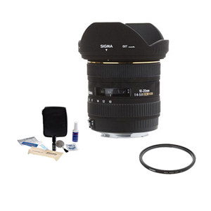  Sigma 10-20mm f/4-5.6 EX DC HSM AF Lens Kit with USA Warranty, for Canon EOS Digital SLR Cameras. with Tiffen 77mm UV Wide Angle Filter, Professional Lens Cleaning Kit 