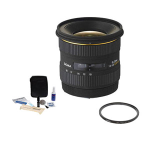  Sigma 10-20mm f/4-5.6 EX DC HSM AF Lens Kit with USA Warranty, for Nikon Digital SLR Cameras, with Tiffen 77mm UV Wide Angle Filter, Professional Lens Cleaning Kit 
