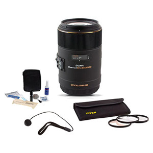  Sigma 105mm f/2.8 EX DG OS HSM Macro Lens for Maxxum and Sony DSLR Cameras Kit, with Tiffen 62mm Photo Essentials Filter Kit, Lens Cap Leash, Professional Lens Cleaning Kit 