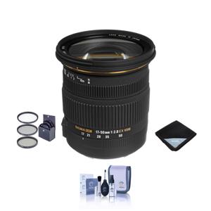  Sigma 17-50mm f/2.8 EX DC OS HSM Auto Focus Lens Kit, for for Canon EOS Digital SLR Cameras. with Tiffen 77mm UV Wide Angle Filter, Professional Lens Cleaning Kit, 