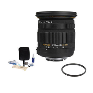  Sigma 17-50mm f/2.8 EX DC HSM Auto Focus Lens Kit, for Maxxum & Sony Alpha Digital SLR's . with Tiffen 77mm UV Wide Angle Filter, Professional Lens Cleaning Kit, 