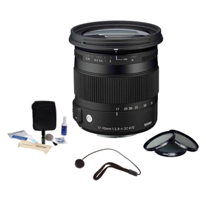 Sigma New 17-70mm f/2.8-4 DC Macro OS HSM Lens for DSLR Cameras - USA Warranty - BUNDLE - with Pro Optic 72mm Digital Essentials Filter Kit, Flashpoint CapKeeper CK2 Lens Cap Leash & Adorama 1836A Cleaning Kit for Optics and Cameras