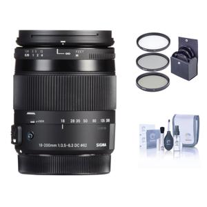  Sigma 18-200mm f/3.5-6.3 DC Macro HSM Lens for Sony DSLR's - Bundle With 62MM Filter Kit, Cleaning Kit 