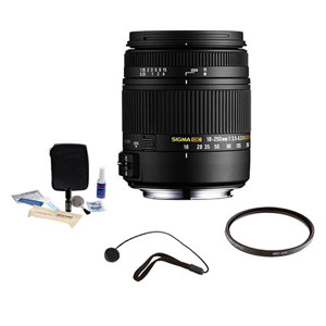 Sigma 18-250mm f/3.5-6.3 DC Macro OS HSM Zoom Lens for Canon EOS Digital SLR Cameras - USA Warranty - Bundle - with Pro Optic Pro Digital 62mm Multi Coated UV Ultra Violet Filter, Flashpoint CK2 CapKeeper & Cleaning Kit for Optics and Cameras