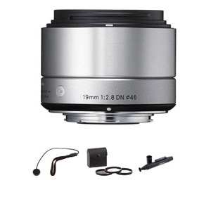  Sigma 19mm f/2.8 DN ART Lens for Sony E-mount Cameras, Silver - BUNDLE - with Pro Optic 46mm Digital Essentials Filter Kit, Flashpoint CapKeeper #CK2 Lens Cap Leash & Adorama LP99 LensPEN Lens Cleaner 