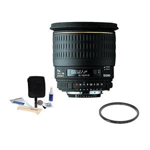 Sigma 24mm f/1.8 EX Aspherical DG DF Macro AF Wide Angle Lens Kit, for Nikon AF D Cameras, with Tiffen 77mm UV Wide Angle Filter, Professional Lens Cleaning Kit 
