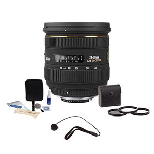  Sigma 24-70mm f/2.8 EX Aspherical IF EX DG HSM AutoFocus Zoom Lens for  Digital SLR's - USA Warranty - Bundle - with Hoya 82mm UV Multi Coated Filter, Lens Cap Leash, Professional Lens Cleaning Kit 