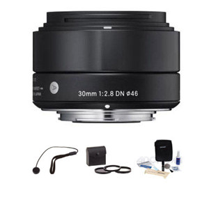 Sigma 30mm f/2.8 DN ART Lens for Micro Four Thirds Cameras, Black - Bundle - with Pro Optic 46mm Digital Essentials Filter Kit, Flashpoint CapKeeper #CK2 Lens Cap Leash & Adorama LP99 LensPEN Lens Cleaner