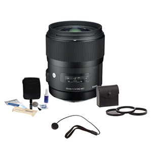  Sigma 35mm f/1.4 DG HSM ART Lens for Maxxum & Sony Alpha Mount, USA Warranty - Bundle - with Pro Optic 67mm Filter Kit (Ultra Violet, Circular Polarizer, Neutral Density 2), Flashpoint Lens Cap Leash, and Adorama Cleaning Kit for Optics & Cameras 