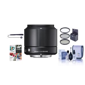Sigma 60mm f/2.8 DN ART Lens for Micro Four Thirds Cameras, Black - Bundle - with Pro Optic 46mm Digital Essentials Filter Kit, Flashpoint CapKeeper CK-2 Lens Cap Leash, and Adorama 1836A Cleaning Kit for Optics and Cameras