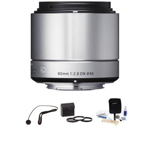  Sigma 60mm f/2.8 DN ART Lens for Sony E-mount Nex Series Cameras, Silver - Bundle - with Pro Optic 46mm Digital Essentials Filter Kit, Flashpoint CapKeeper CK-2 Lens Cap Leash, and Adorama 1836A Cleaning Kit for Optics and Cameras 