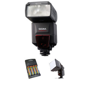  Sigma EF-610 DG ST Shoe Mount Flash for Sony ADI Digital SLR's, - Basic Outfit - with 4 NiMH Batteries, Charger, Adorama Mini SoftBox Diffuser 