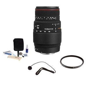  Sigma 70-300mm f/4-5.6 APO DG Macro Tele Zoom Lens Kit, for the Maxxum & Sony Alpha Mount, with 58mm UV Filter, Lens Cap Leash, Professional Lens Cleaning Kit 