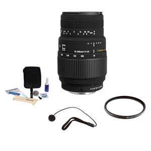  Sigma 70-300mm f/4-5.6 DG Macro Tele Zoom Lens Kit for  AF Cameras, with 58mm UV Filter, Lens Cap Leash, Professional Lens Cleaning Kit 