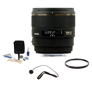  Sigma 85mm f/1.4 EX DG HSM Lens Kits, for Nikon AF Cameras ,with Tiffen 77mm UV Filter, Lens Cap Leash, Professional Lens Cleaning Kit 