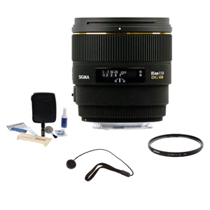  Sigma 85mm f/1.4 EX DG HSM Lens Kit, for Pentax AF Cameras, with Tiffen 77mm UV Filter, Lens Cap Leash, Professional Lens Cleaning Kit 