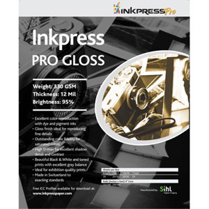  Inkpress Pro Gloss Printer Paper, 330gsm, 12mil, 95% Bright, 17x22", 25 Sheets 
