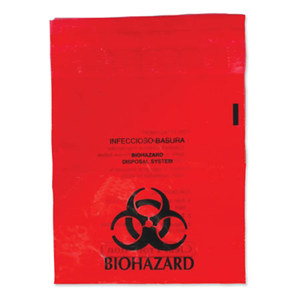 Sirchie Biohazard Adhesive Back Bag, 9x10