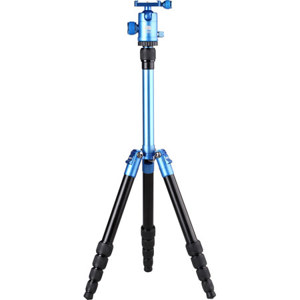  Sirui T-005 5-Section Aluminum Tripod, Max Height 51", Supports 8.8 lbs, Blue 