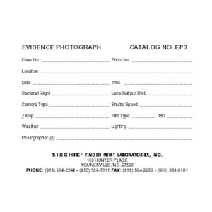 Sirchie Photo Evidence Label EP3