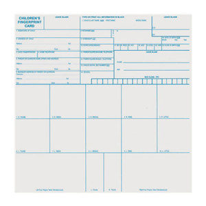 Sirchie Standard 8x8" Child Fingerprint Card