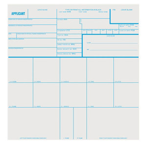 Sirchie Applicant Record Cards