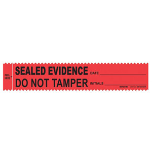  Sirchie Sirchmark Evidence Strips, Sealed Evidence, 1.37x7", 100/Box, Red 