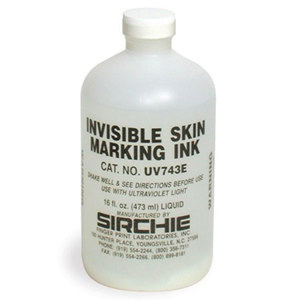 Sirchie 16oz Fluorescent Invisible Skin Marking Ink UV743E
