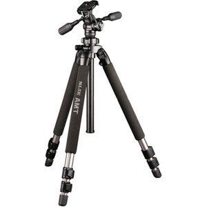  Slik Pro 500-HD with Pro 500-DX Aluminum Tripod Legs and SH736 Head, 64.9" Maximum Height, 11 lbs Maximum Load 