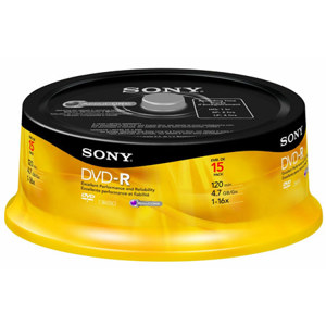 Sony 4.7GB DVD-R Recordable Disc Spindle 15DMR47RS4