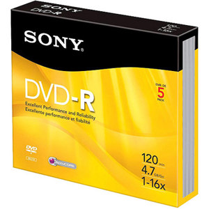 Sony 4.7GB DVD-R Recordable Disc 5DMR47R4H