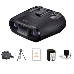  Sony DEV-50 2D & 3D Full HD Digital Recording Binocular - BUNDLE - with  LCS-U11 Soft Case, 64GB SDHC Card, Spare Lithium Battery, Lens Cleaning Kit,  VCT-R640 Tripod 