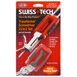  Swiss+Tech TFCSRE 11-in-1 Transformer Key Chain Multi Tool Screwdriver Set 