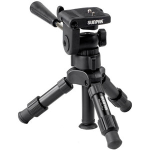  Sunpak Mini-PRO Plus Table Tripod with 3-Way Pan Head & Pan Handle - Black Anodized Finish (extends to 12.2") 