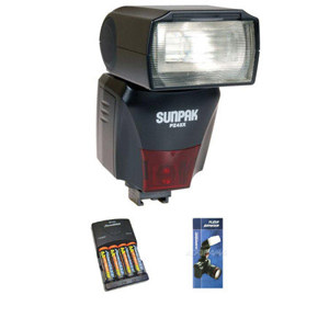  Sunpak PZ42XC Digital Flash for Canon E-TTL II, Basic Outfit with 4 NiMH Batteries, Charger, Flashpoint Flash Diffuser 