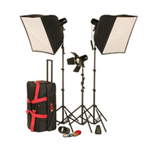  Smith-Victor Fl180k Flashlite Deluxe Basic Studio 3 Light Softbox Kit with 110i (110Ws) Flashlite Strobe Light, 24x24" Soft Box 