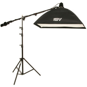  Smith-Victor K73 600-Watt Professional Quartz Studio Lighting Kit with 1 765-UM Light, 1 12x36" Softbox, Boom Arm & Stands 