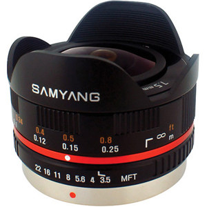  Samyang 7.5mm f/3.5 UMC Ultra Wide-Angle Fisheye MFT Lens, Black 