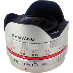  Samyang 7.5mm f/3.5 UMC Ultra Wide-Angle Fisheye MFT Lens, Silver 